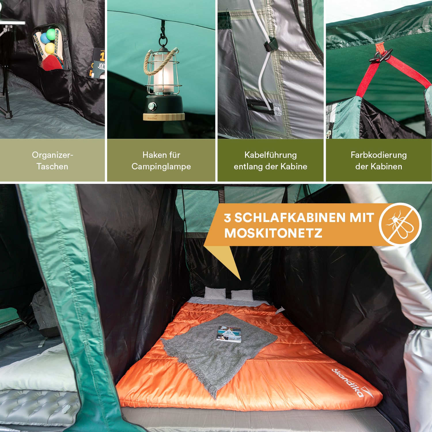 Skandika Montana 8 groene tunneltent