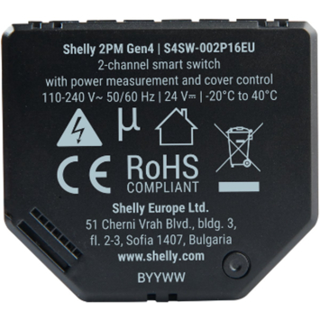 Shelly 2PM Gen4 slimme schakelaar & energiemeter WiFi (2-kanaals)
