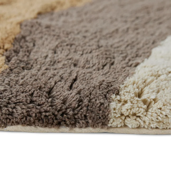 HKliving - Natural Waves Badematte, Ø 120 cm, braun