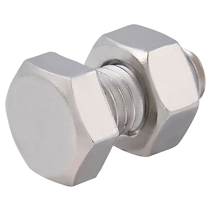 10 boulons tête héxagonale inox 8 x 16 mm