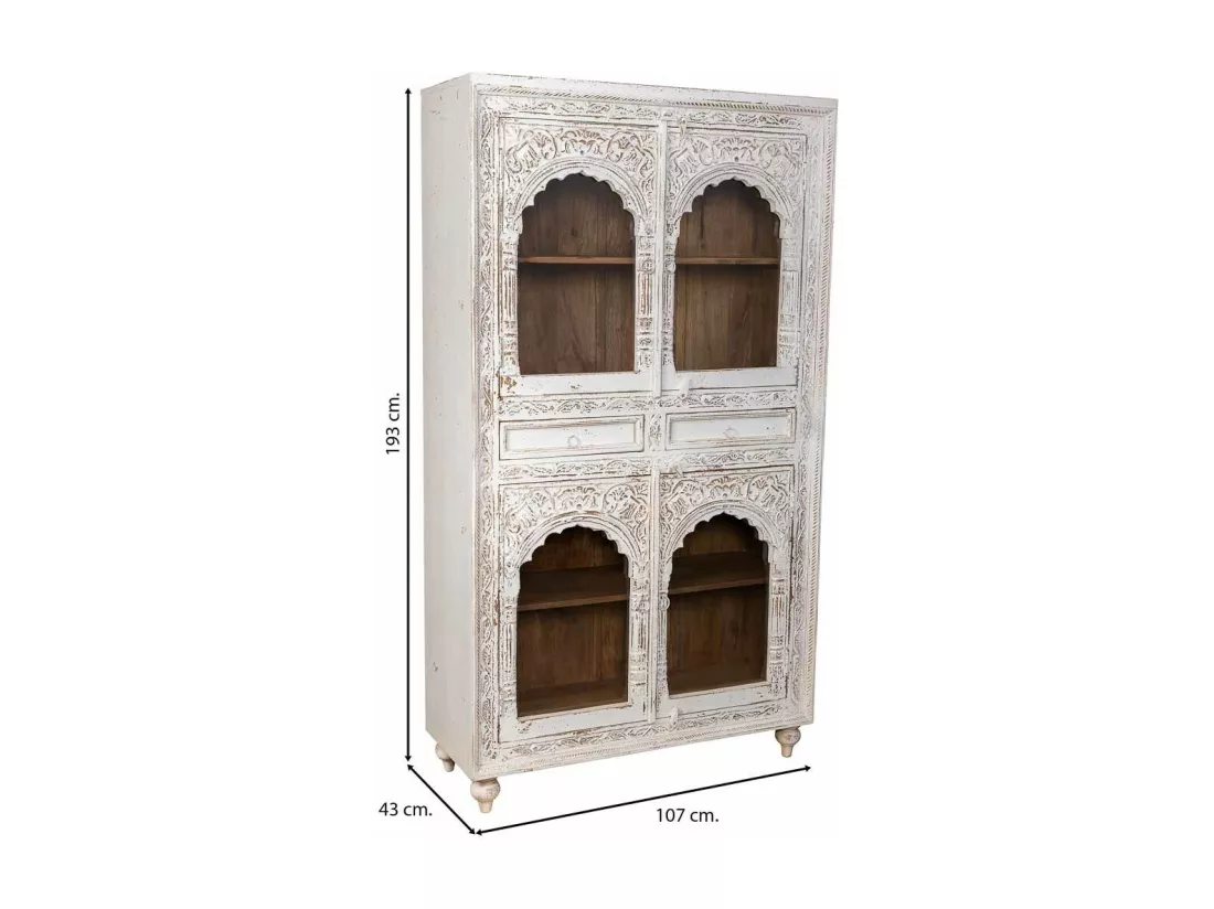 Vitrine en bois blanc 107x43x493