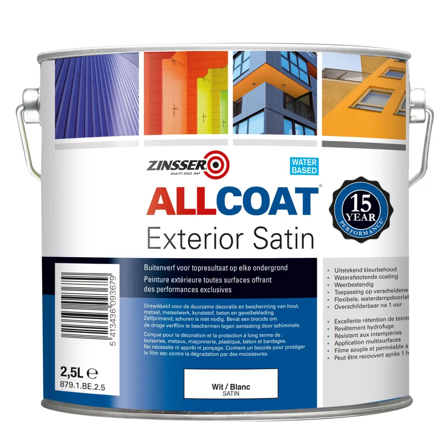 Zinsser Allcoat Exterior Satin - op kleur gemengd - 1L