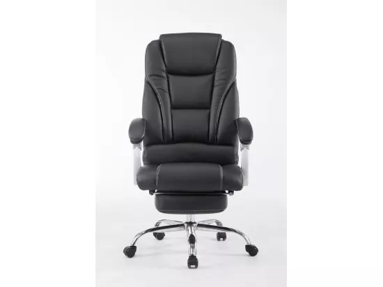 Chaise de bureau - Similicuir & Métal chromé - Noir - Pacific