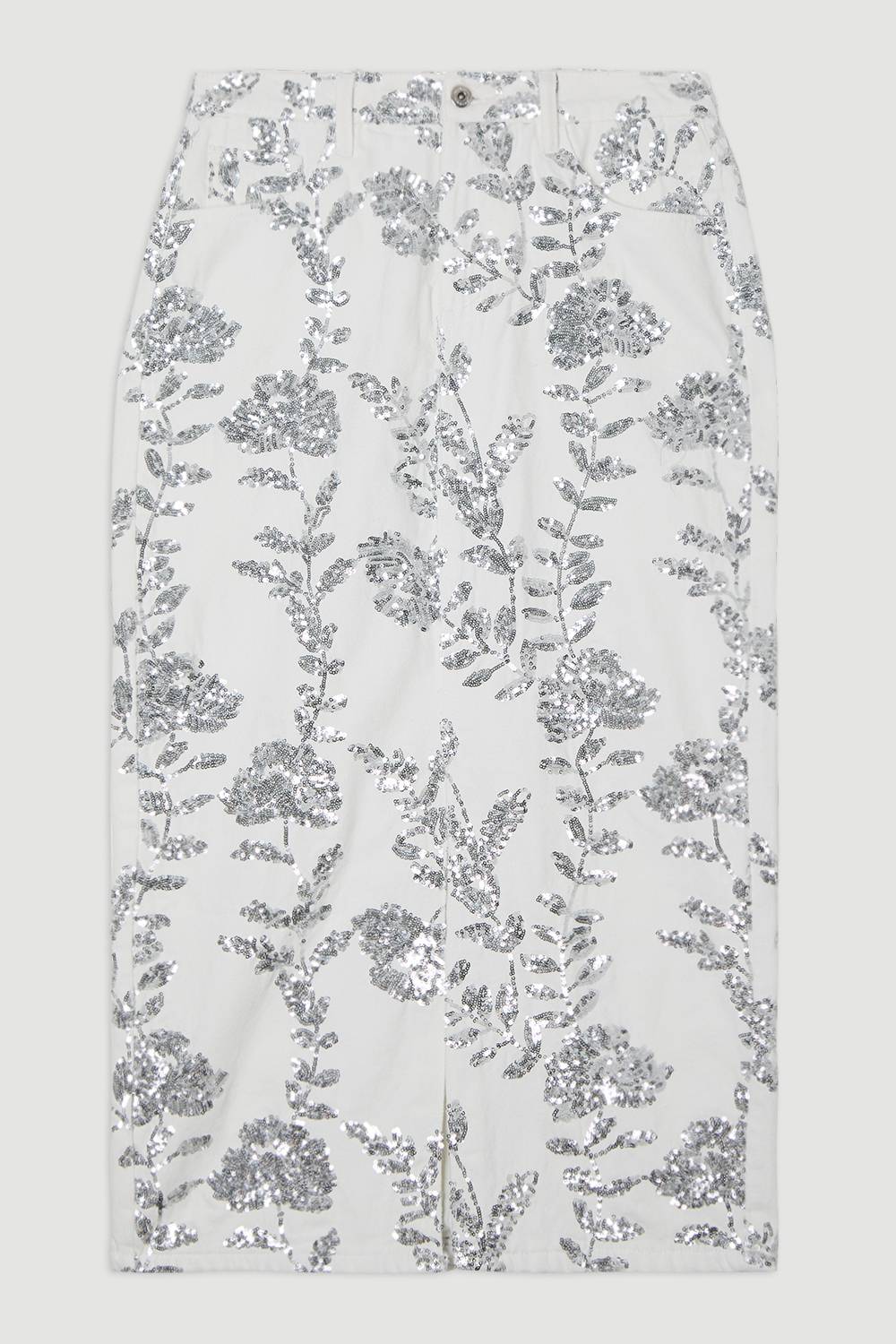 KarenMillen Jupe en denim à sequins floraux