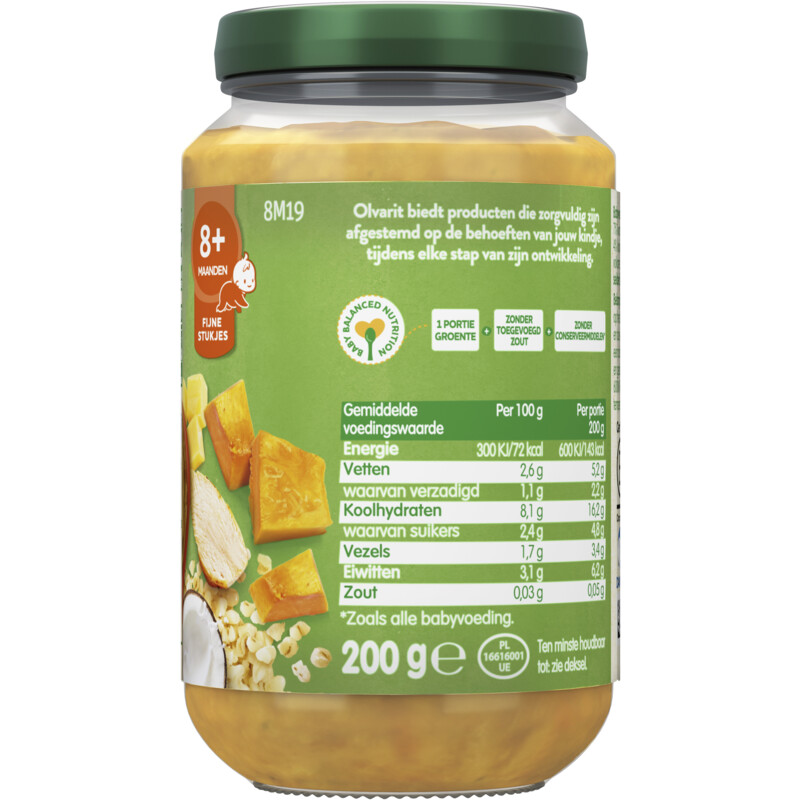 Olvarit Pompoen curry kalkoen mango 8m+