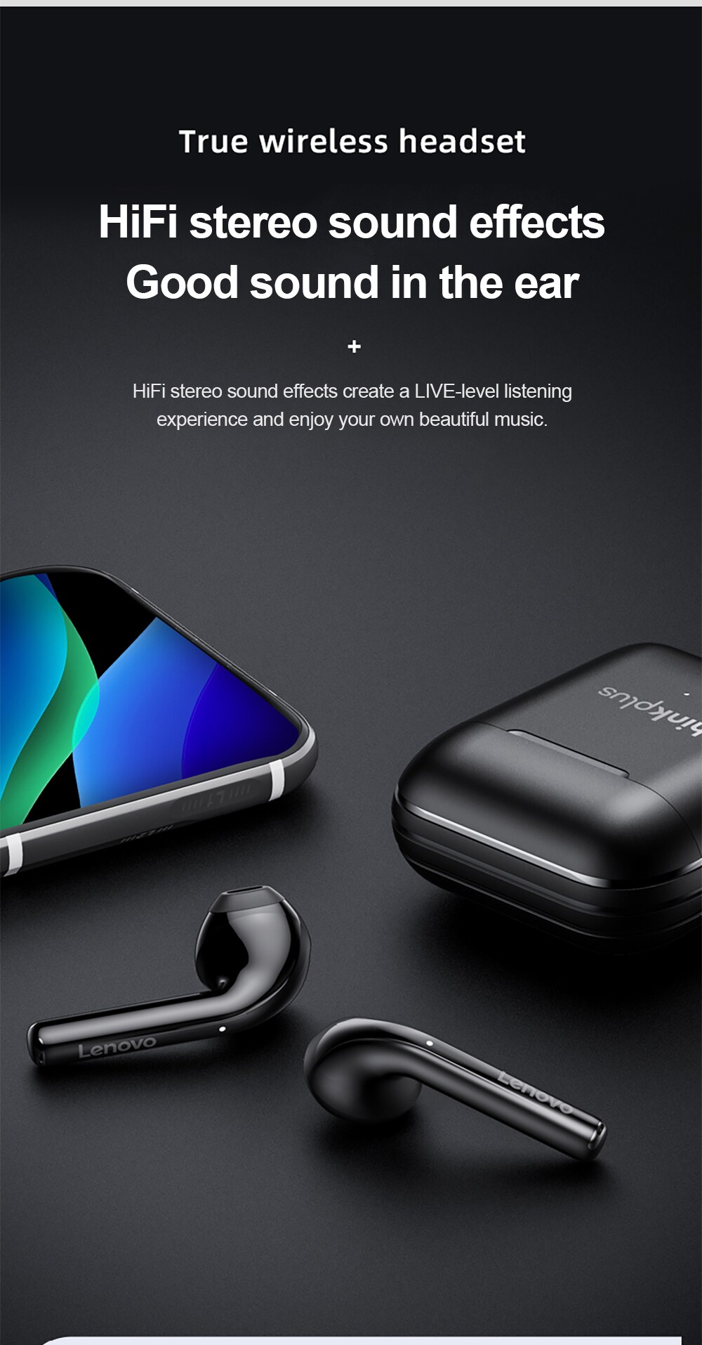 Lenovo LP2 Bluetooth-Kopfhörer Schwarz