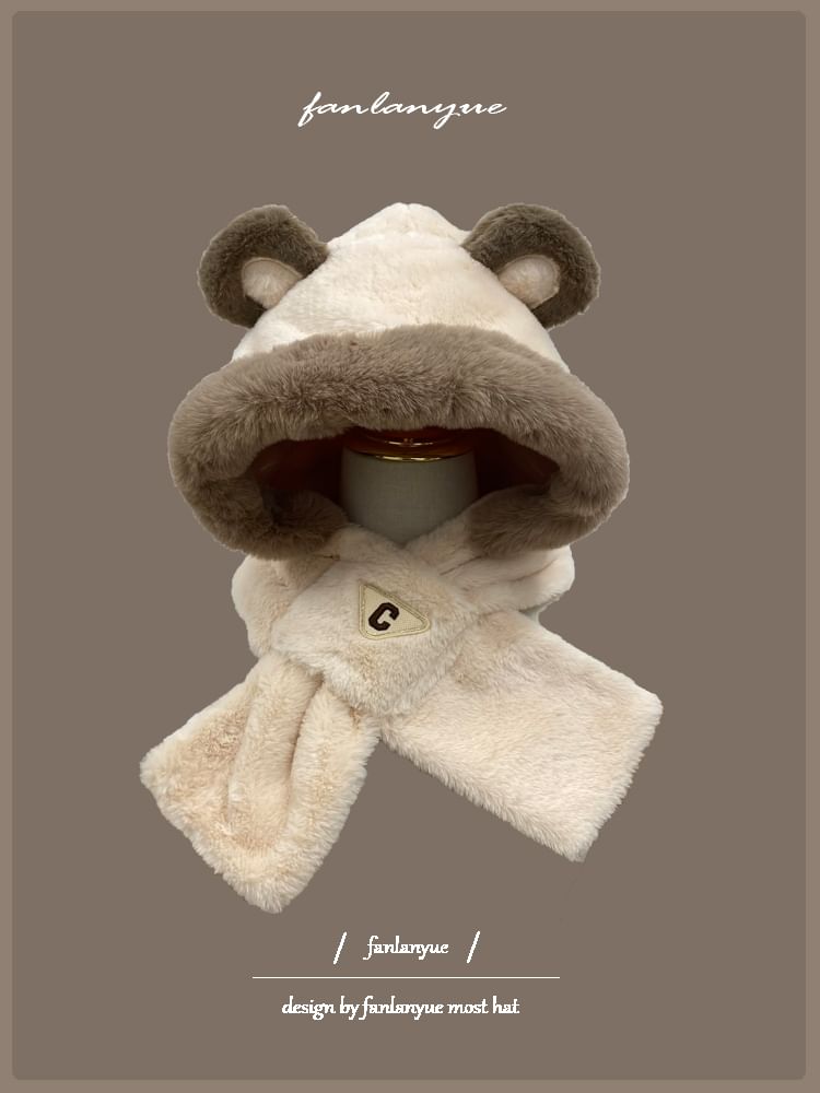 Zaalouk - Fleece sjaal met capuchon en berenoren