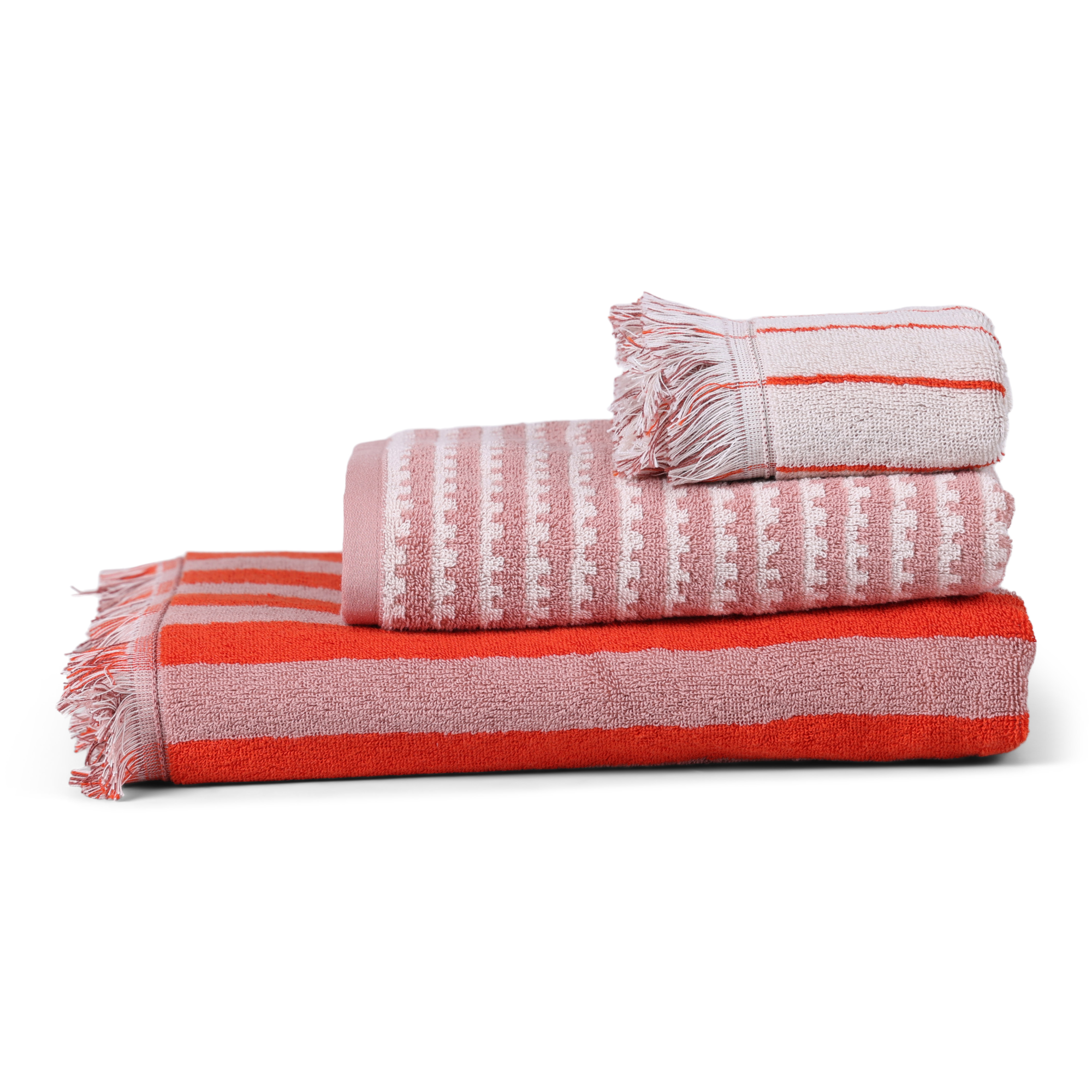 Gastendoek Ellis blush/red/white 30x50 cm - set van 6