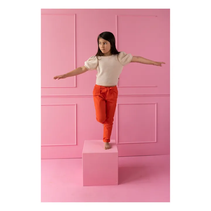 Yuki Pantalon Chino Coton Bio | Orange sanguine