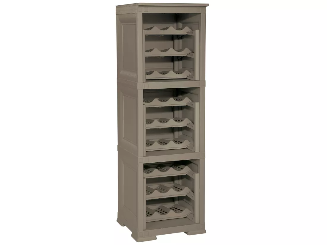3 étagères de rangement modulables avec tablette pour 27 bouteilles wengé 240x42,5x125