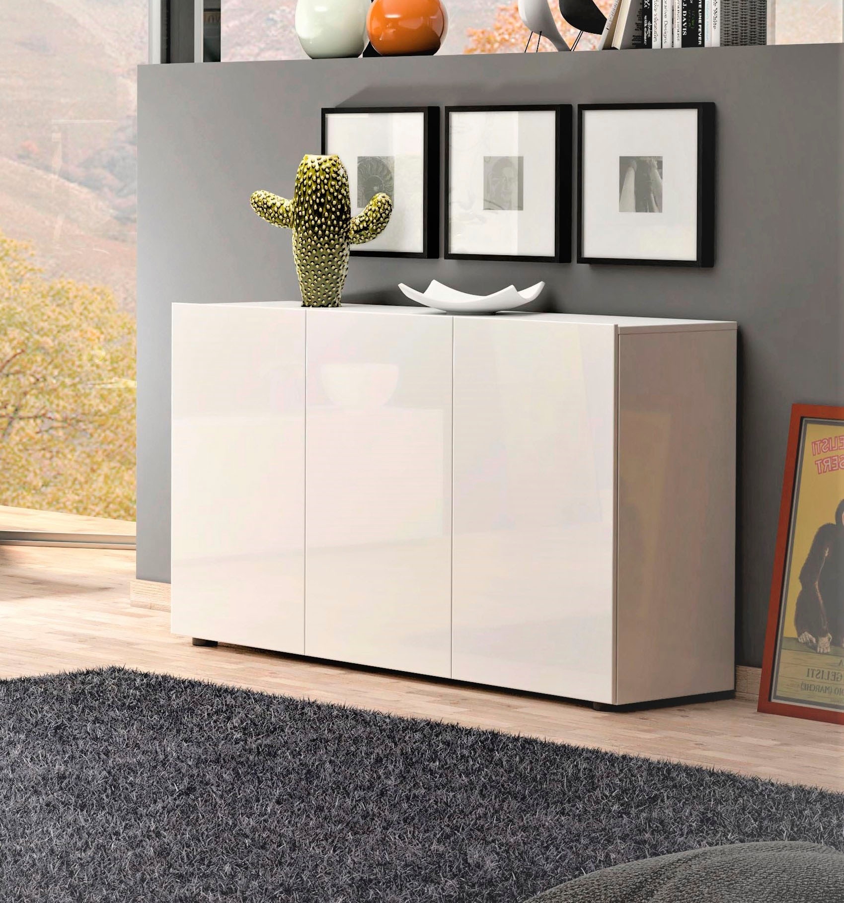 INOSIGN Sideboard »MISTER, Sideboard,Kommode, Anrichte, Kredenz, mit 4 geräumigen Fächern« Kommode, komplett Hochglanz lackiert, Breite 135cm