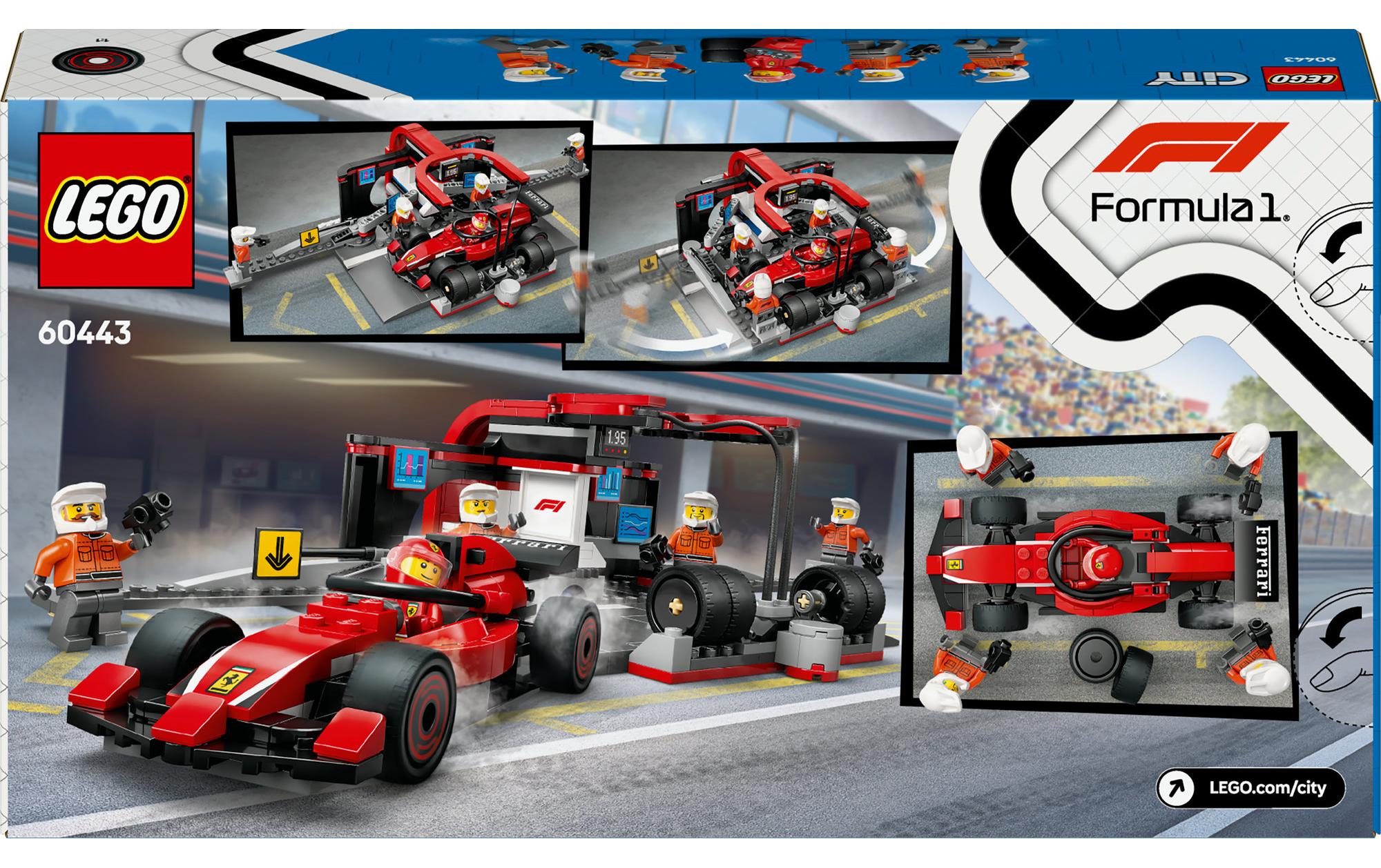 City Project Alicia 60443Konstruktions-Spielset mit F1 Ferrari für rasante Boxenstopps