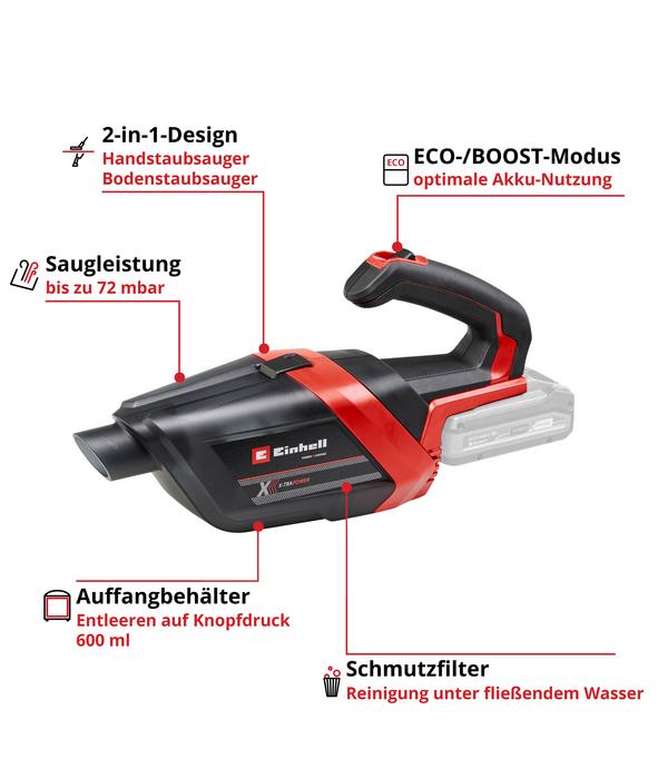 Einhell Akku-Handstaubsauger TE-HV 18/06 Li -