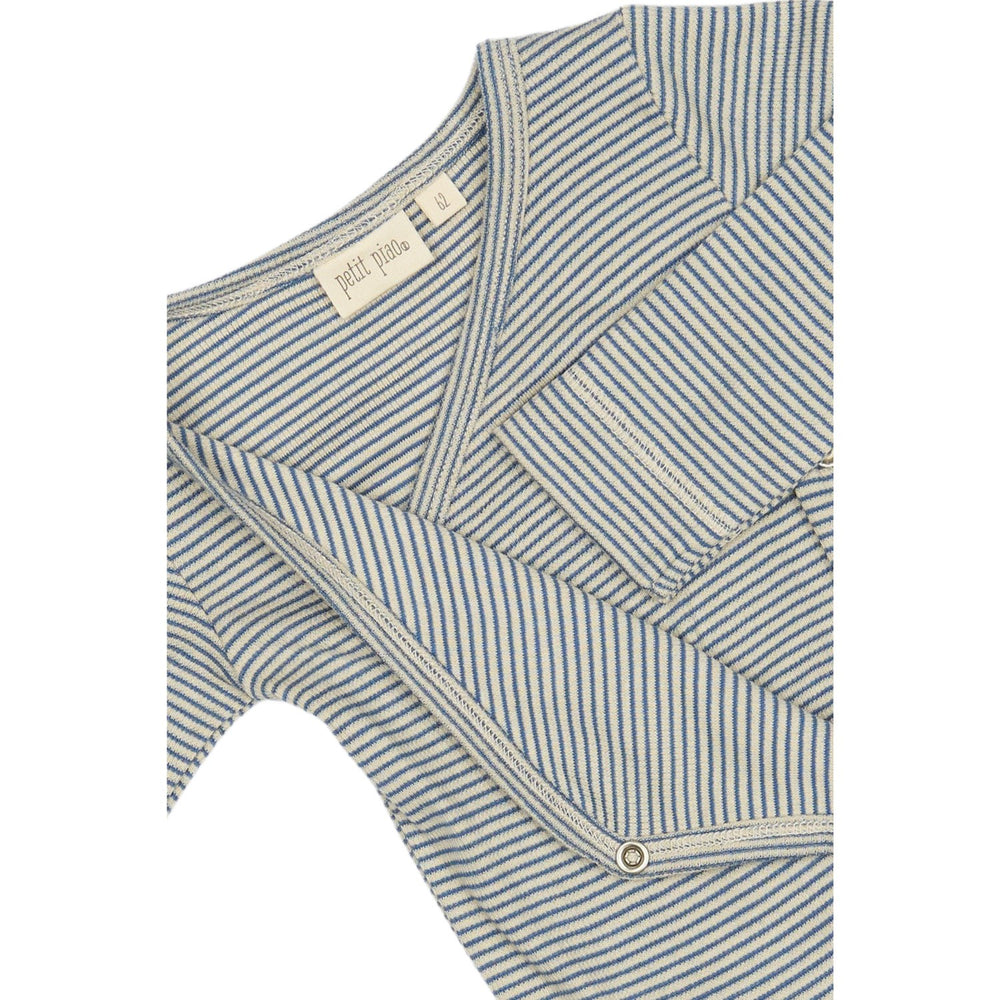 Køb Petit Piao True Navy/Dark Off White PPDian Body L/S Fold Over Stripe NOOS