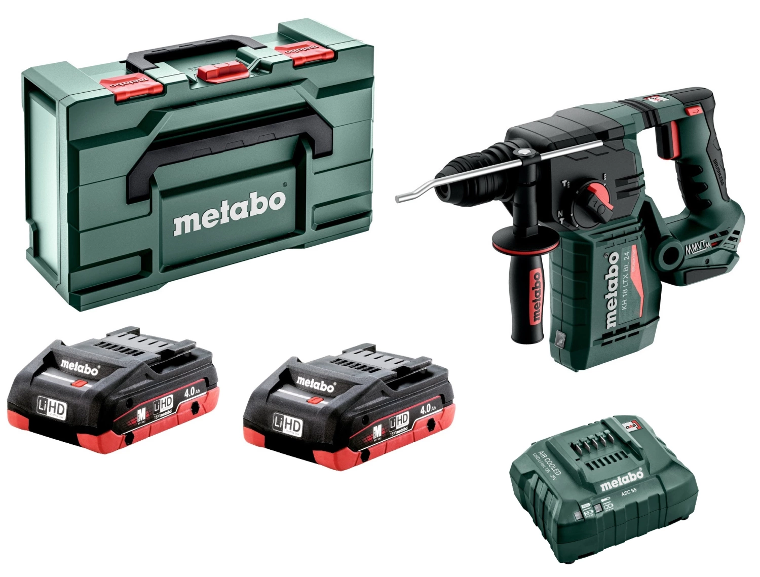 Metabo KH 18 LTX BL 24 18V Li-ion Accu combihamer set (2x4.0Ah LiHD accu) in Metabox