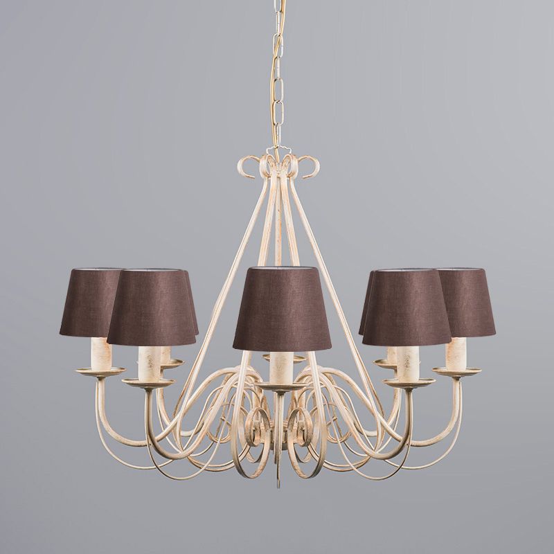 Kroonluchter beige 60 cm met bruine klemkappen - Giuseppe