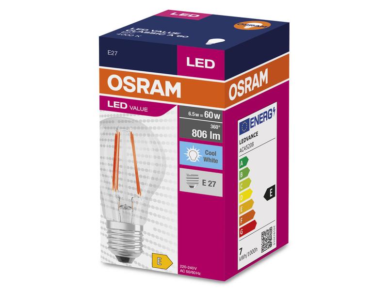 OSRAM Lampe LED VALUE CLASSIC A Neutralweiss LED-Lampen, klassische Kolbenform