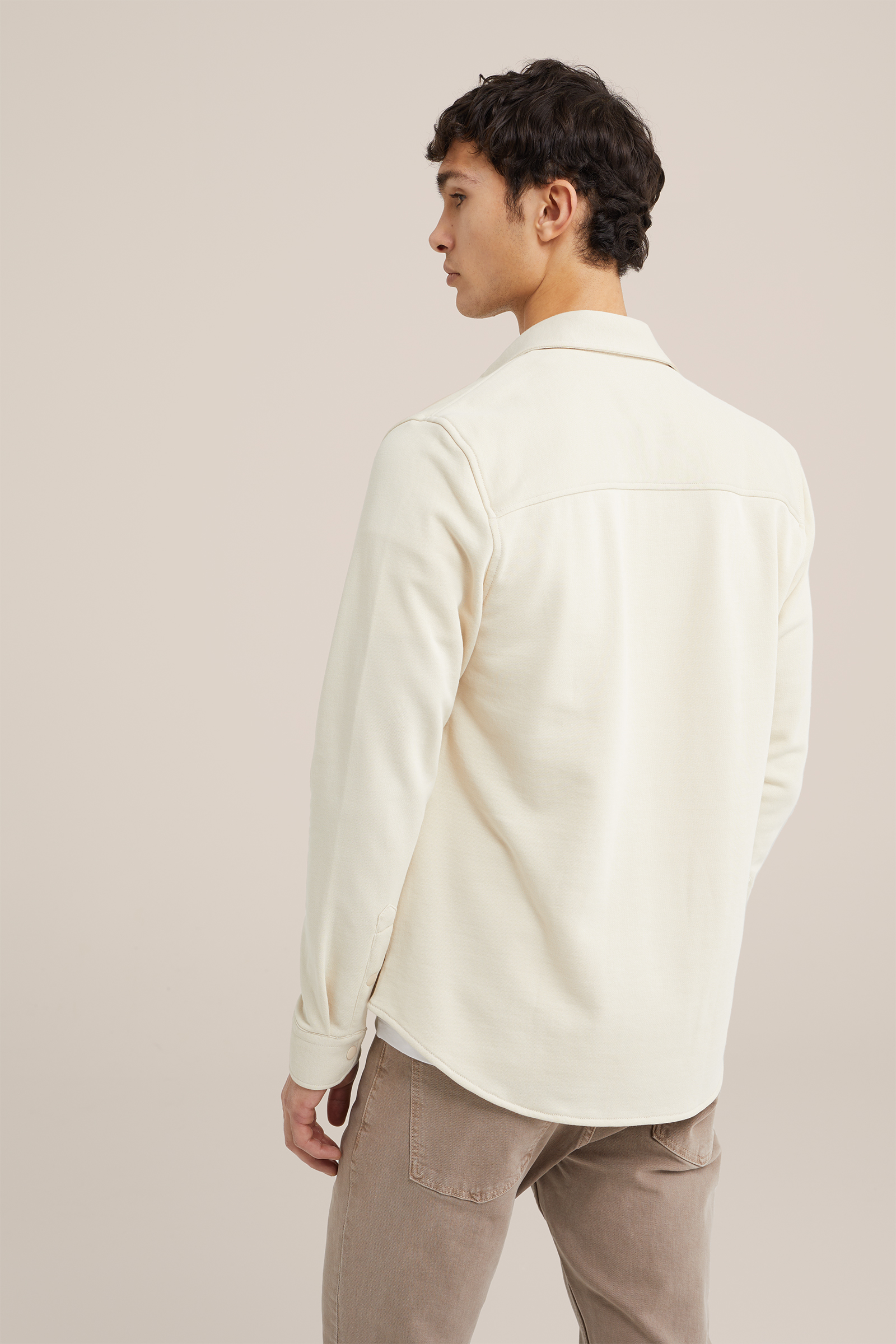 gebreid smart overshirt van katoenmix Fundamentals Beige