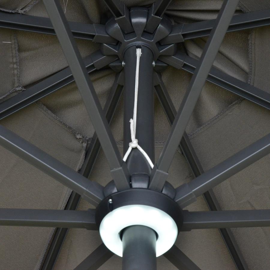 Outsunny Sonnenschirm mit LED Leuchten Schwarz, Dunkelgrau