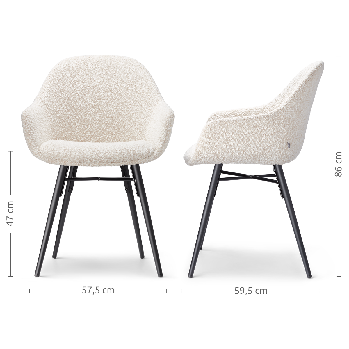 Eetkamerstoel Nena-Mae bouclé beige - zwart onderstel