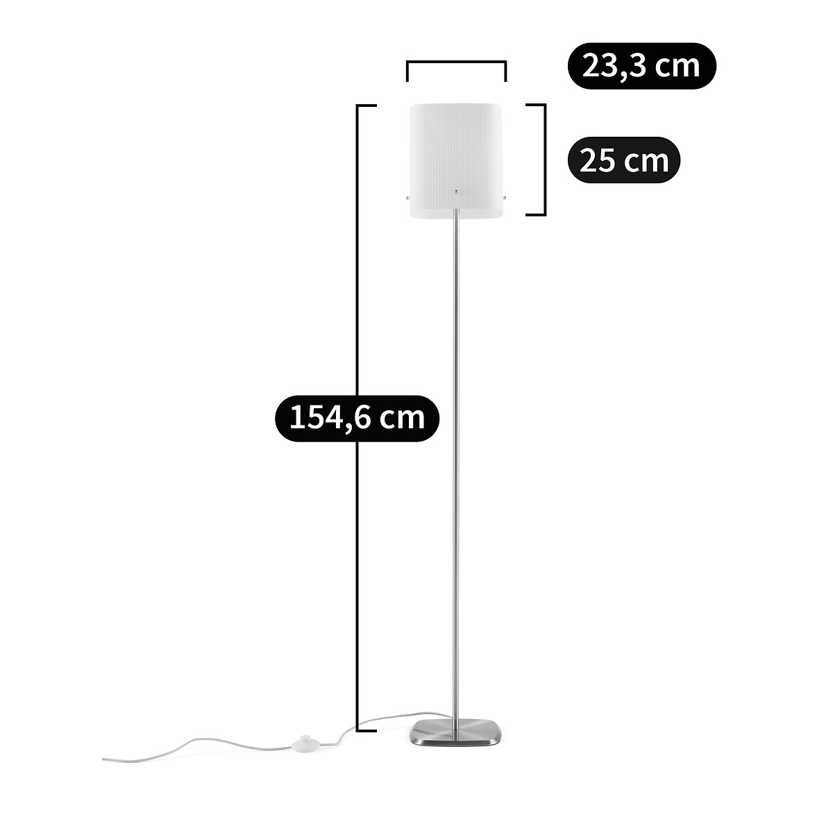 LA REDOUTE INTERIEURS<br>Luminária de chão em latão e vidro canelado, Danny