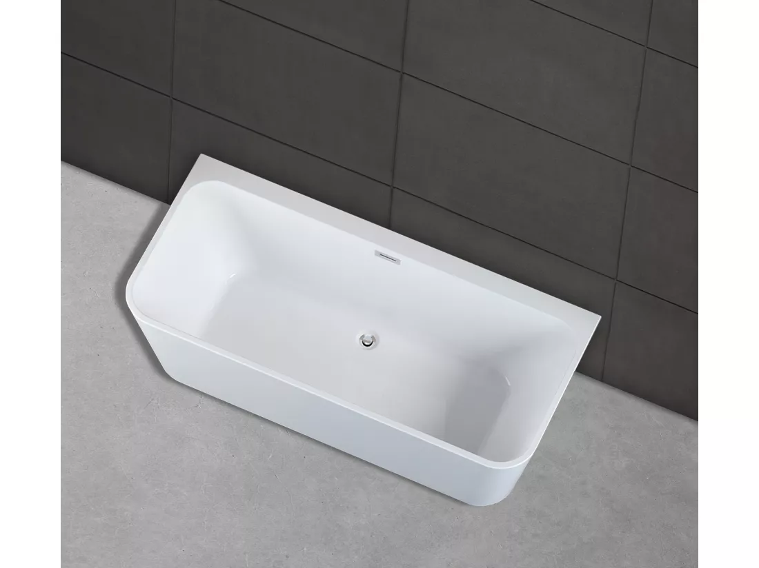 Baignoire semi-îlot Murale MINT Blanche 180, 180x81 cm, by Spalina