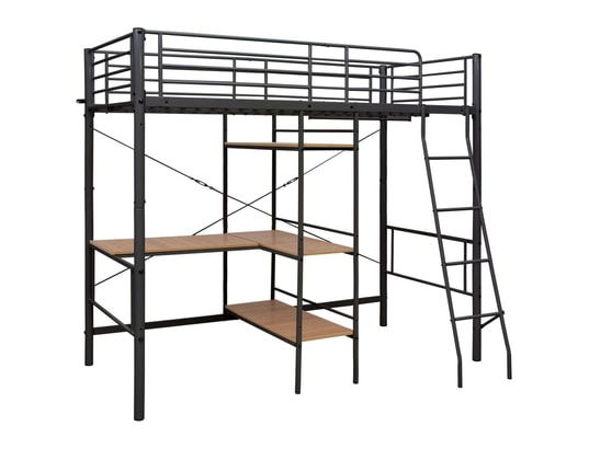 VIDAXL - Sommier  90 x 200 Lit superposé avec cadre de table noir métal 90x200 cm