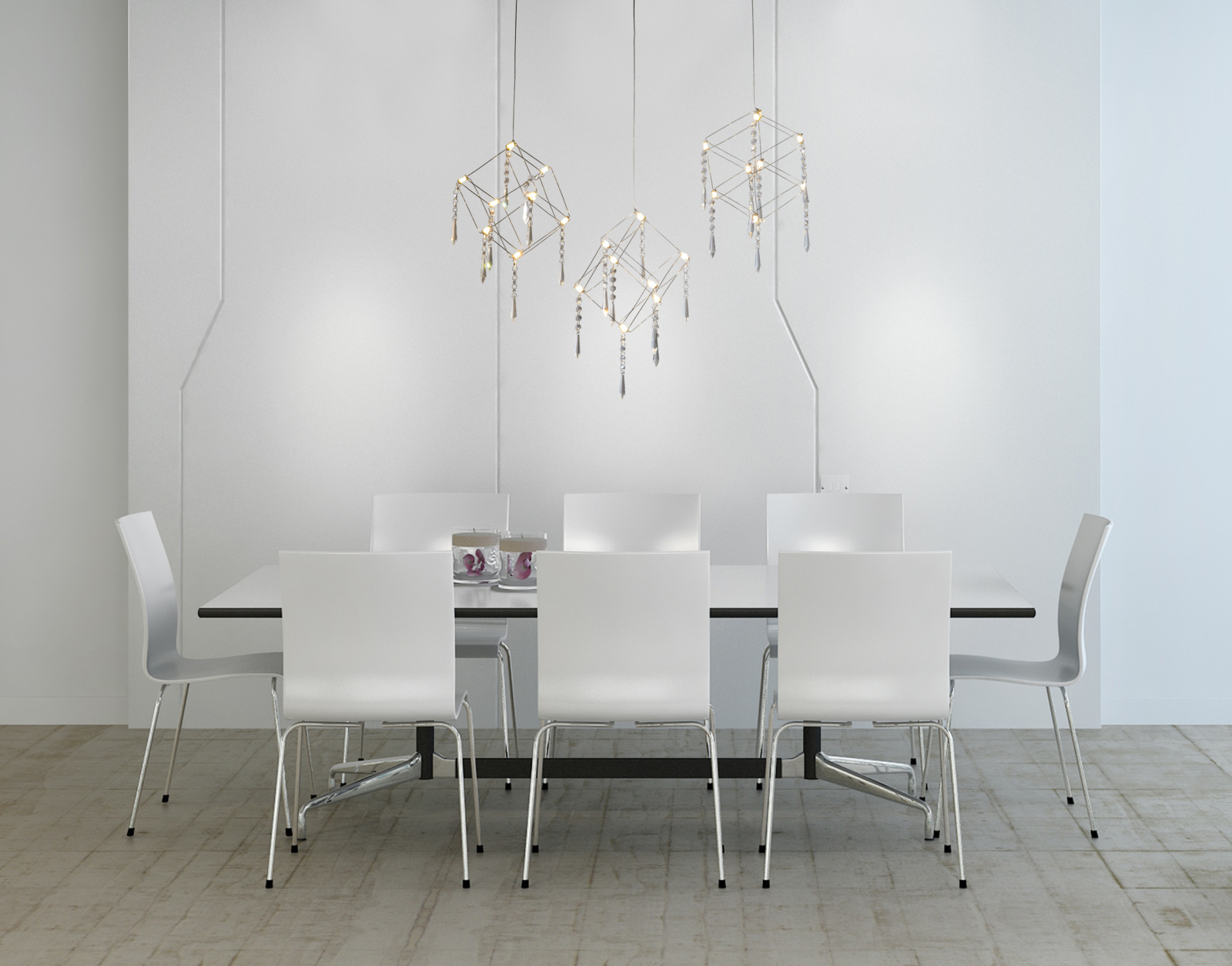 LED-Pendelleuchte ARANEUS - Chrom - 150 cm lang