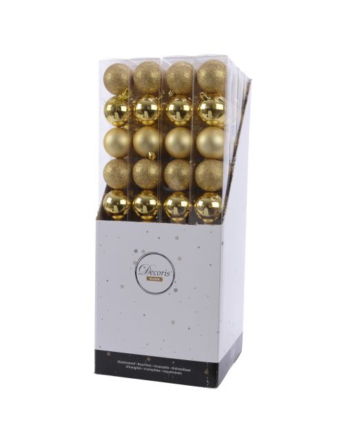 Decoris Kerstballen Kunststof - Kerstboomversiering - Ø6 cm Goud 10 stuks