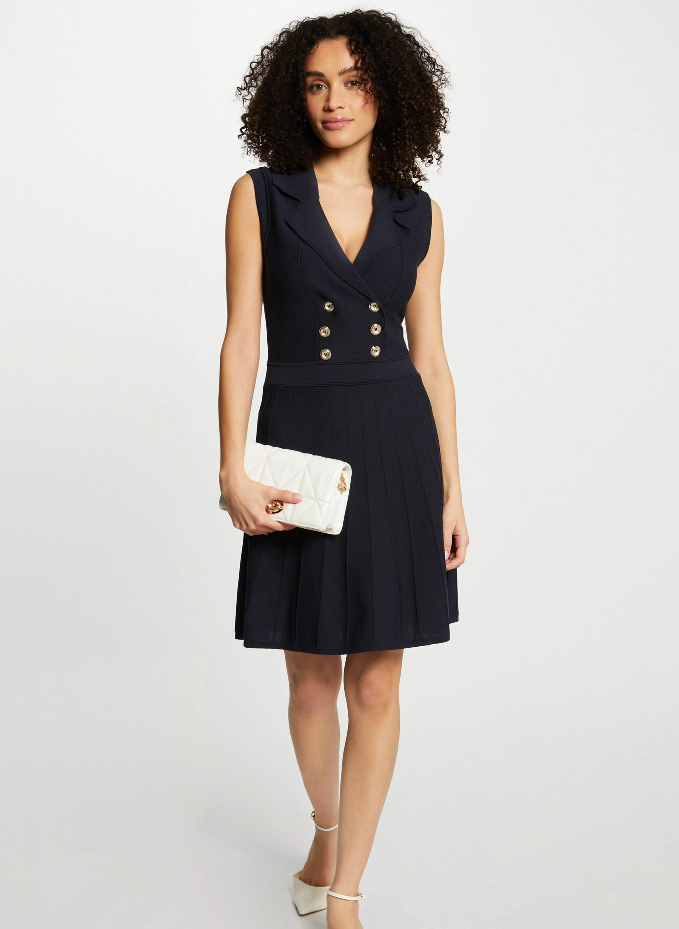 RMOPI - Robe courte col V| Bleu