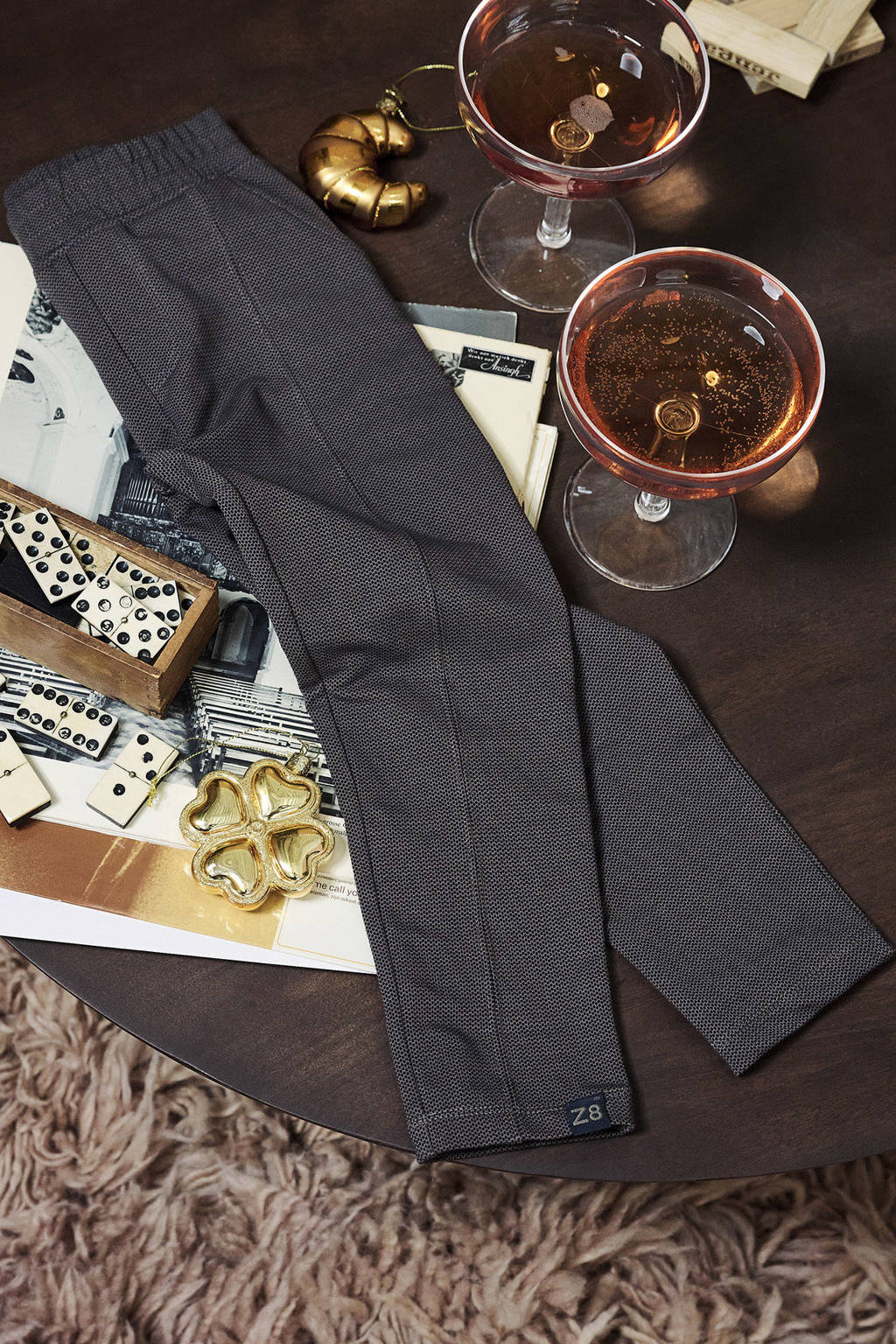 Z8 casual broek Lewis met ruitprint bruin