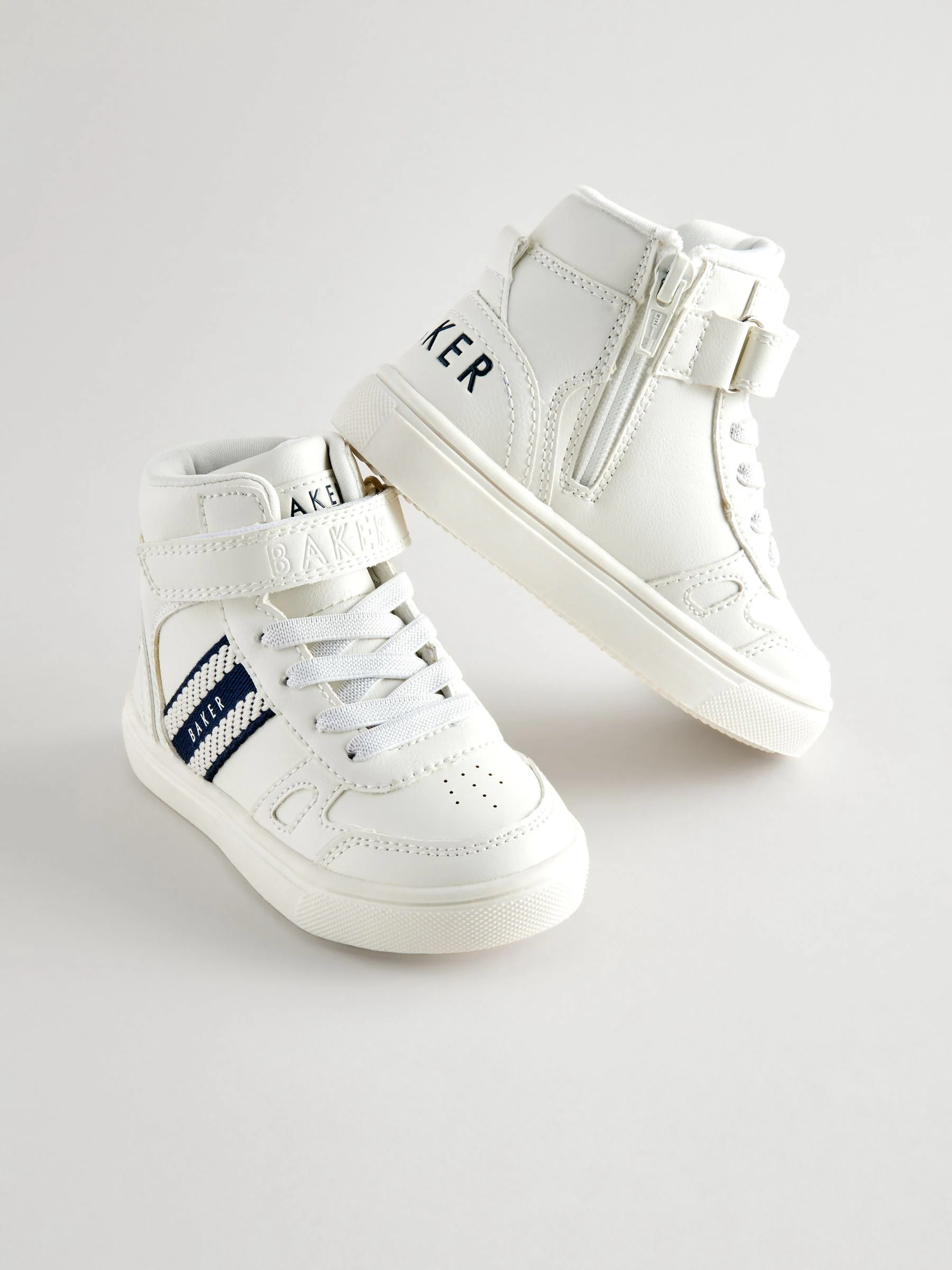 Baker by Ted Baker witte hoge jongenssneakers met geweven merkband