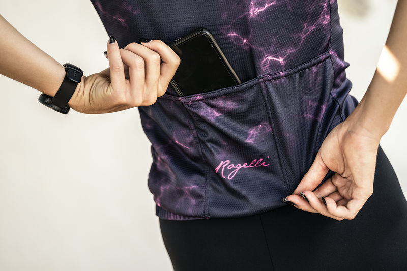 Rogelli Marble Kortærmet Jersey til kvinder Blå / Pink
