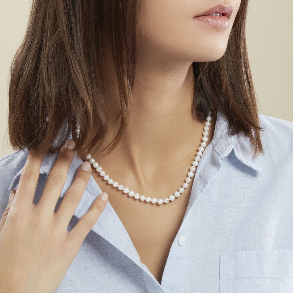 Collier Kanwal Or Jaune Perle De Culture
