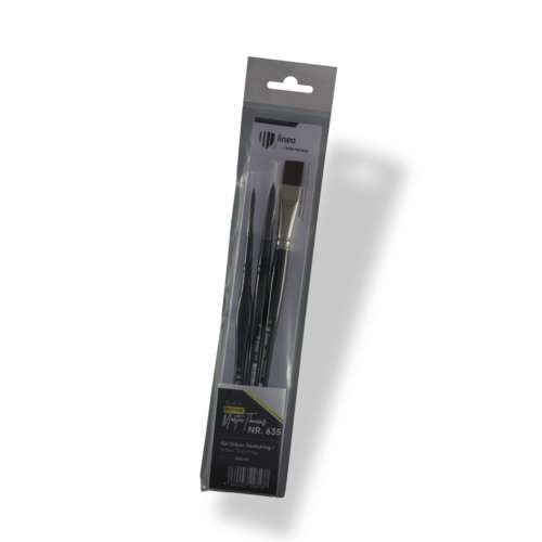 lineo Urban Sketching Pinsel 3er-Set, Black Edition Martin Thomas, Serie 635