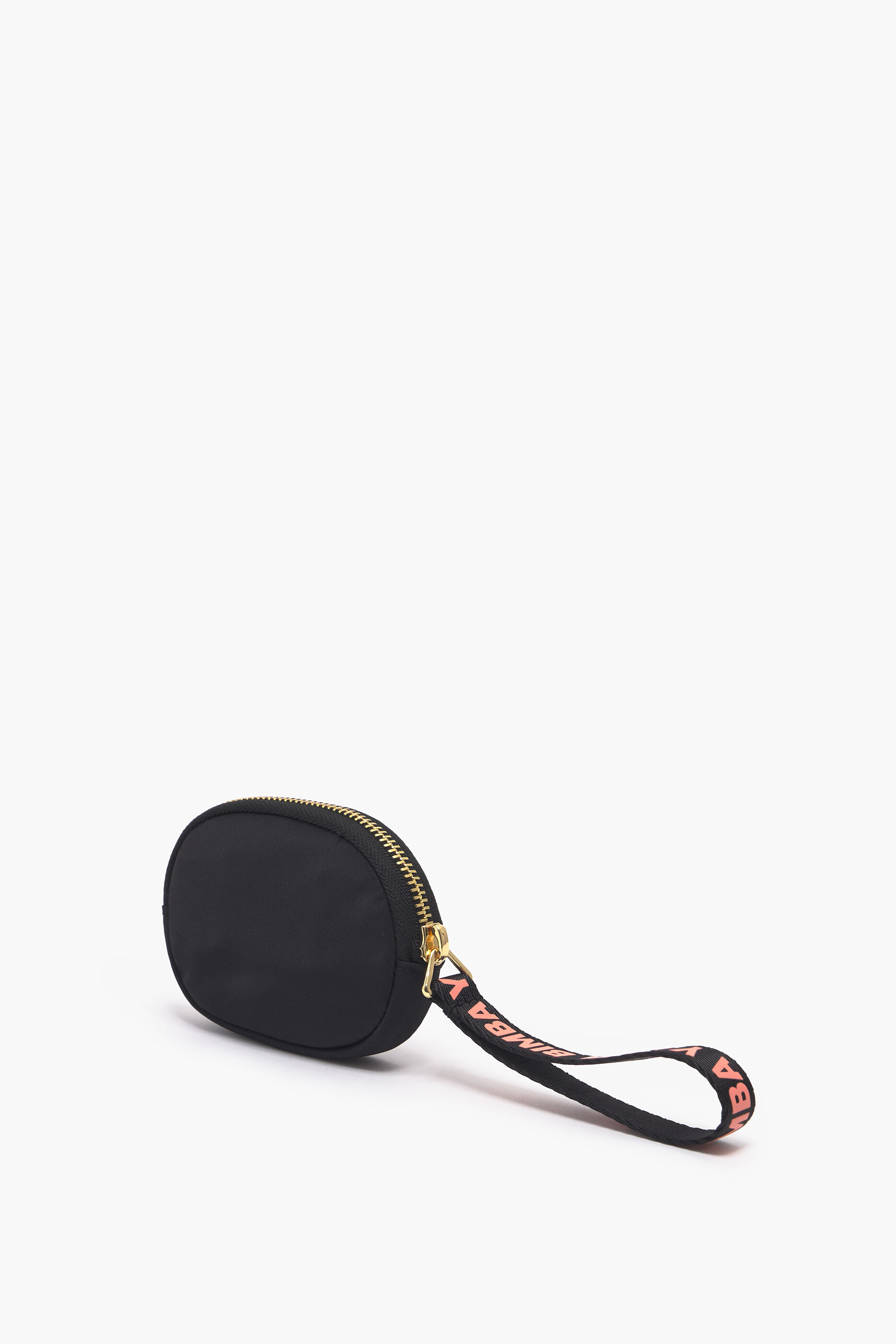 Porta-moedas oval de náilon preto