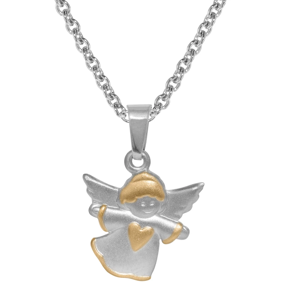 trendor Kinder-Anhänger Schwebender Engel an Halskette 925 Silber bicolor