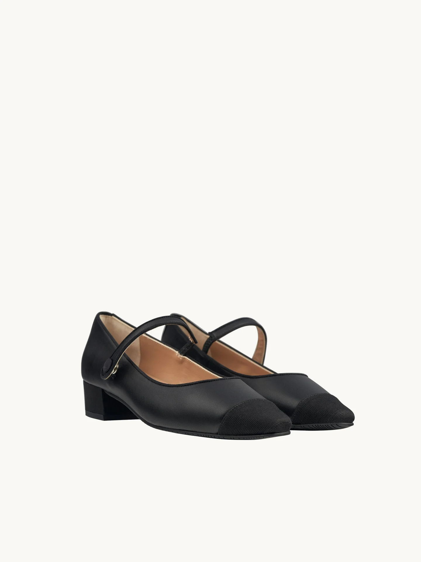 BAMBIE CLASSIC BLACK - Ballerines pointues à petit talon en cuir lisse | Noir