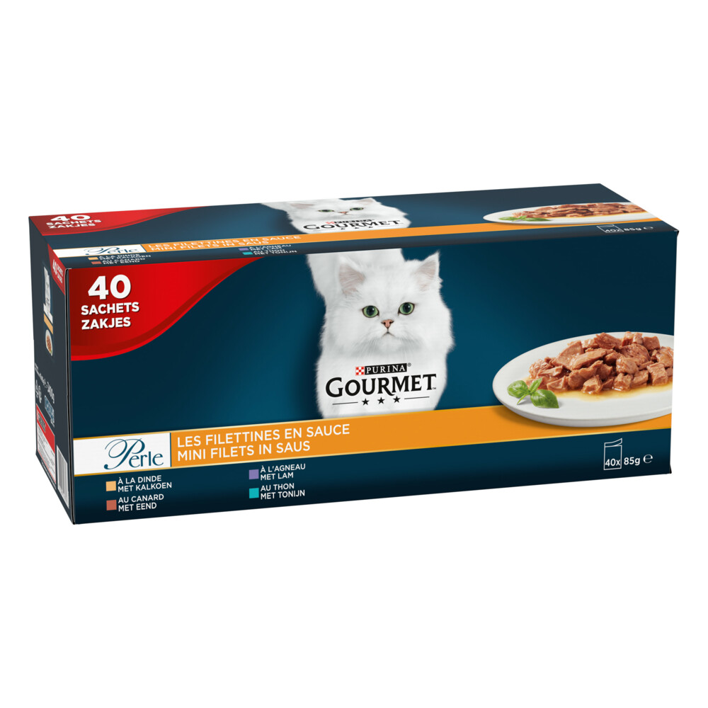 Gourmet Perle Mini Filets in SausKalkoen, Eend, Tonijn & Lam40 x 85 gr