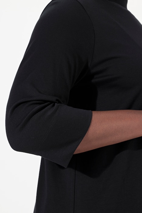 Shirt, A-Linie, Stehkragen, 3/4-Arm, Pima Cotton
