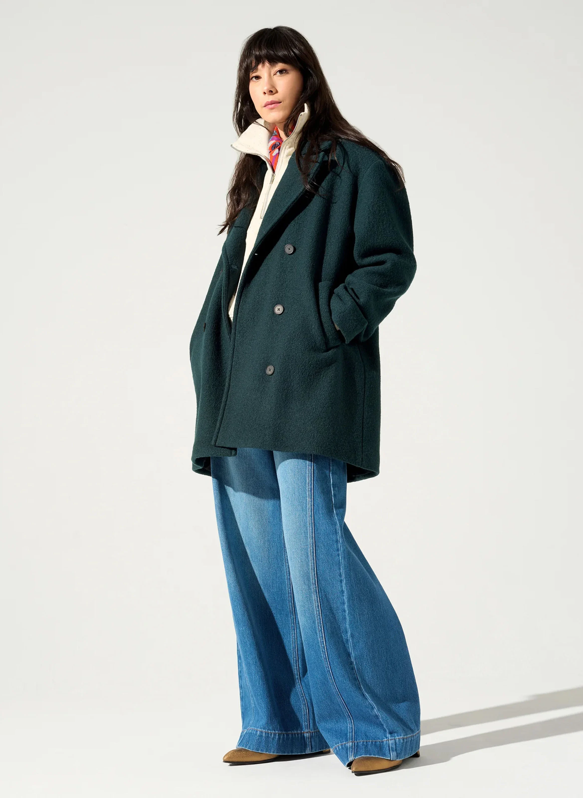IZMA - Manteau caban en laine | Bleu