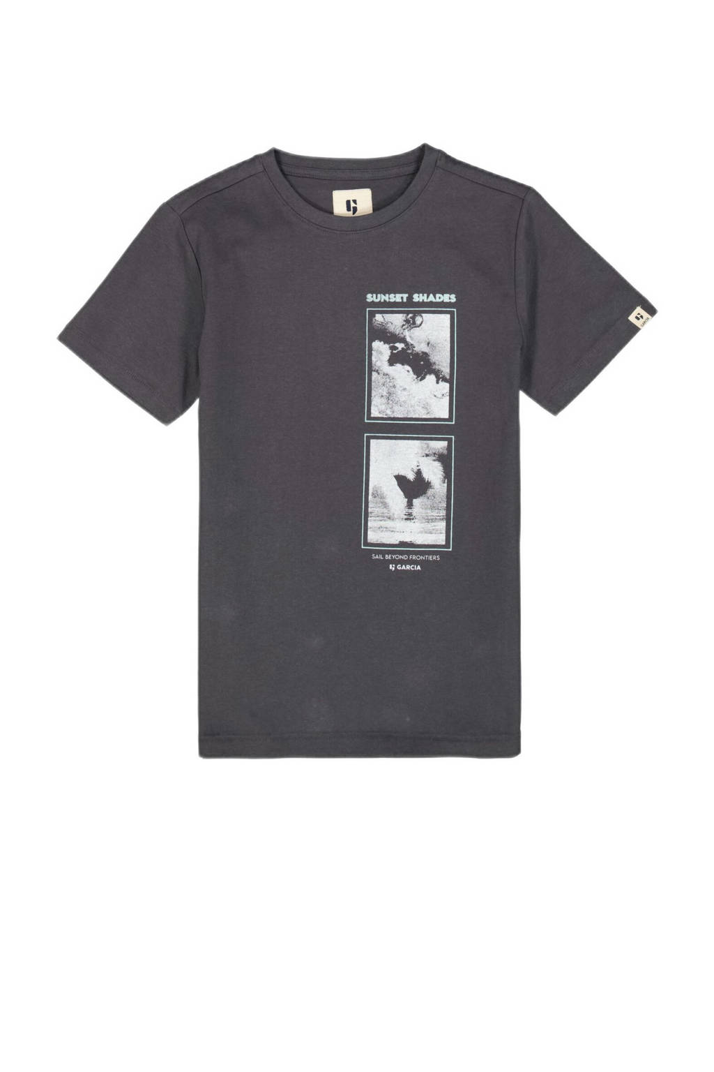 Garcia T-shirt met printopdruk grijs