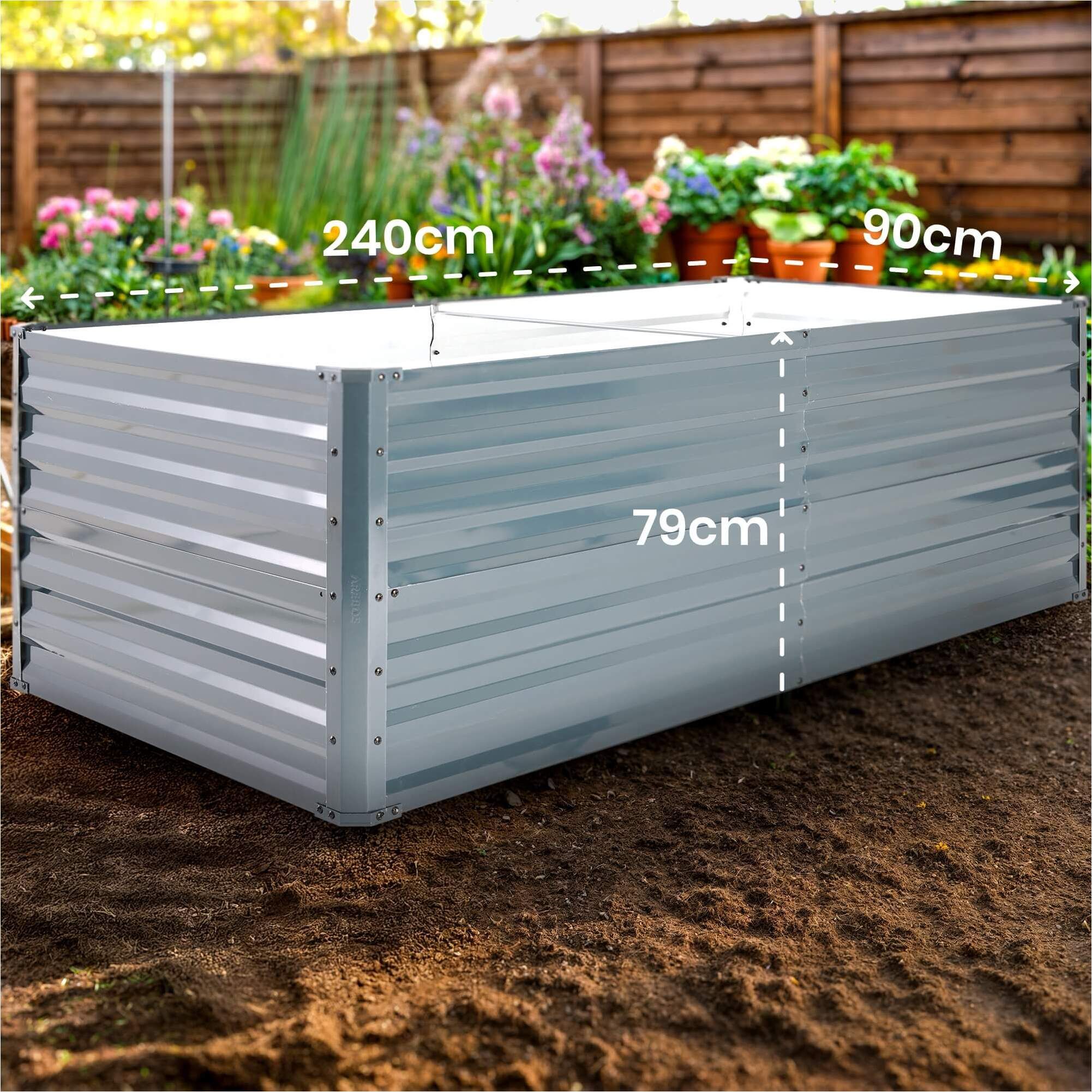 Metall Hochbeet 240 x 90 x 79 cm