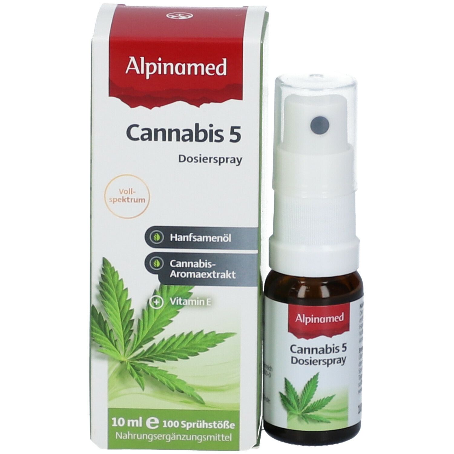 Alpinamed® Cannabis 5 Dosierspray mit Vollspektrum Cannabis-Aromaextrakt, Hanfsamenöl und Vitamin E