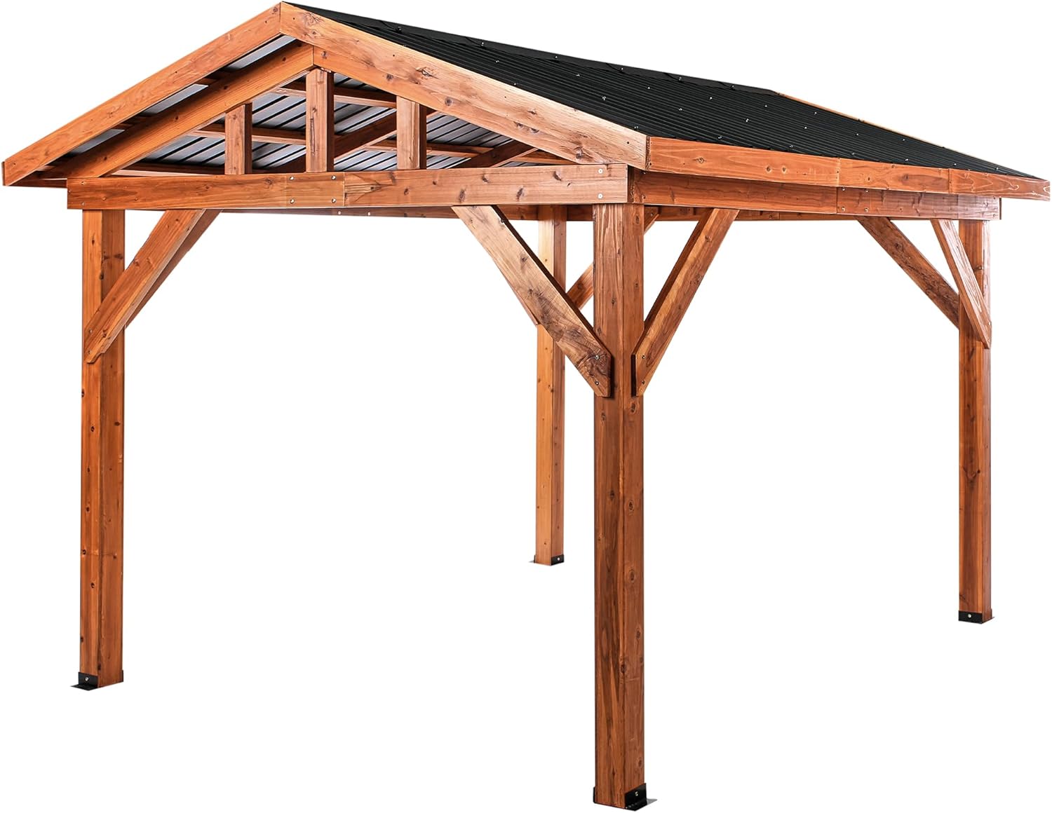 Gartenpavillon Tannenholz Hellbraun rechteckig 296x350 cm mit Metalldach Secchia