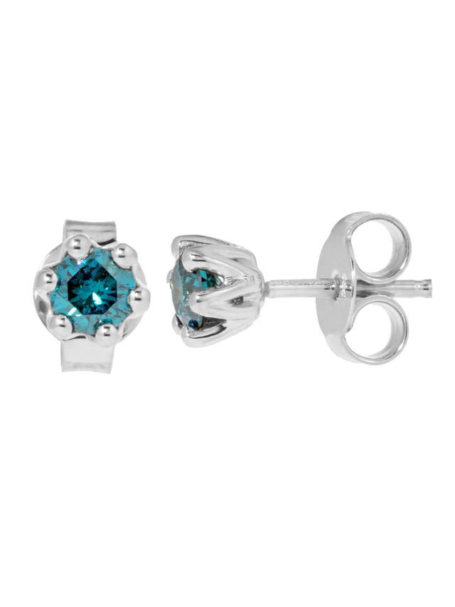 Ohrstecker, 2 Brillanten, blau, ges. 0,50 ct., SI