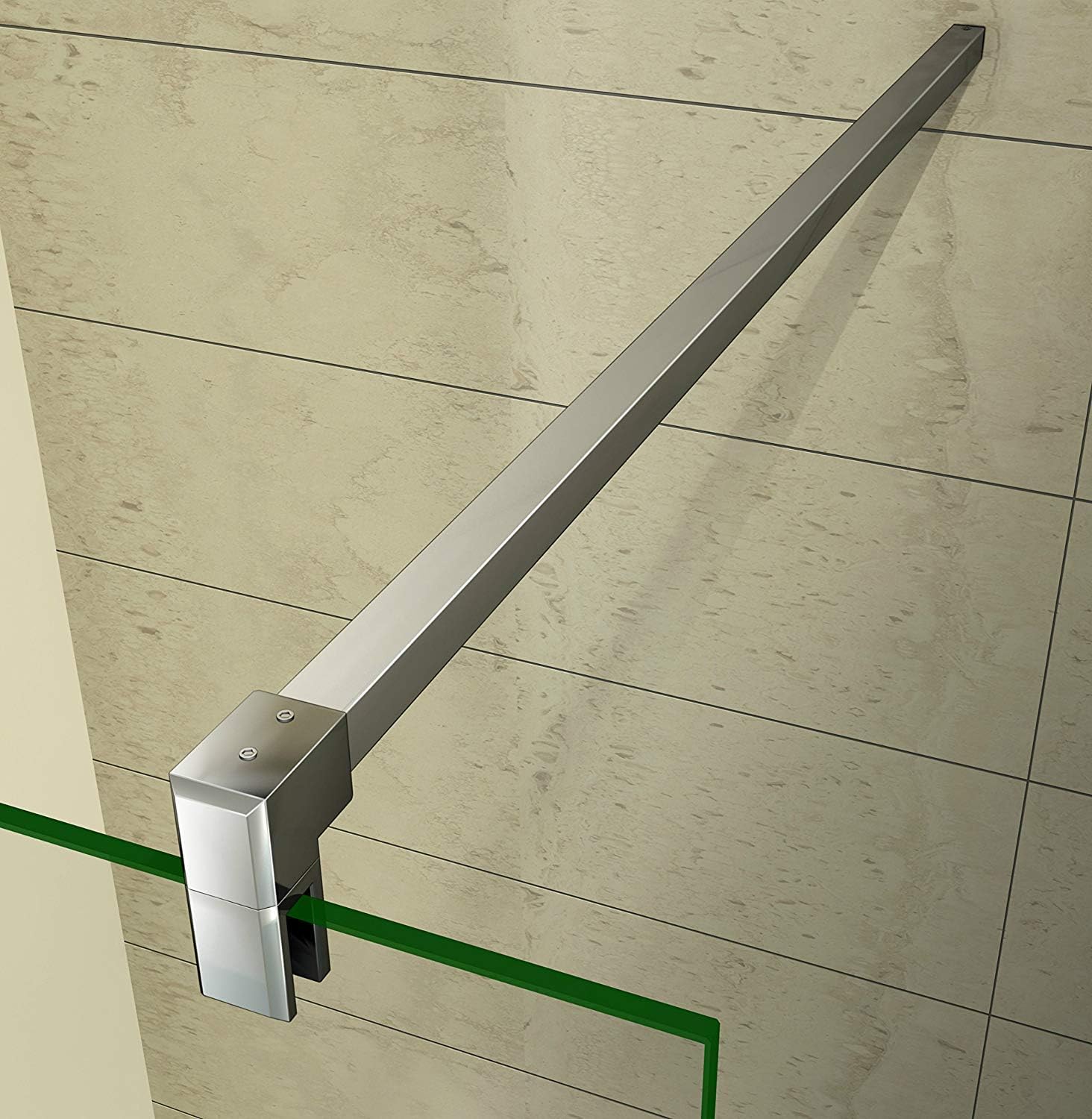 AICA Duschwand 40x200cm Walk in Dusche Duschtrennwand 8mm Easy-clean Nano Glas Duschabtrennung mit Stabilisierungsstange