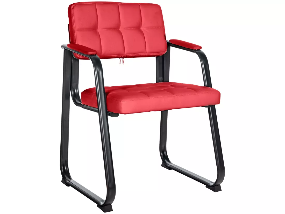 Chaise gondole - Similicuir & Métal noir mat - Rouge - Canada B