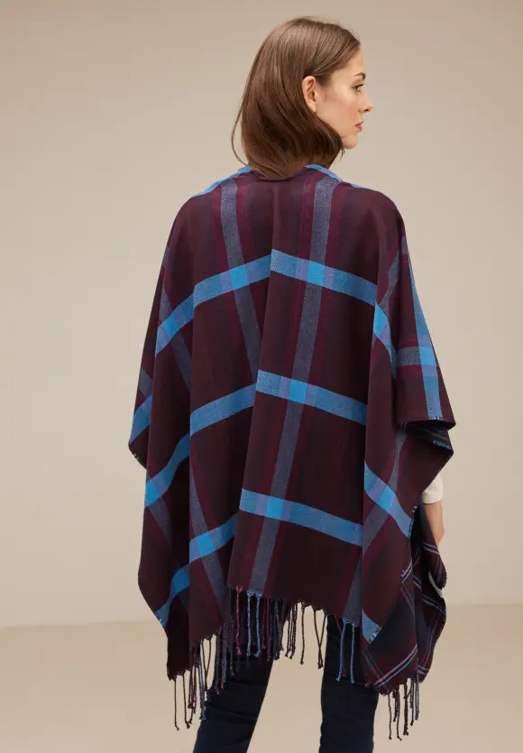 Cape mit Karo-Muster - deep blue