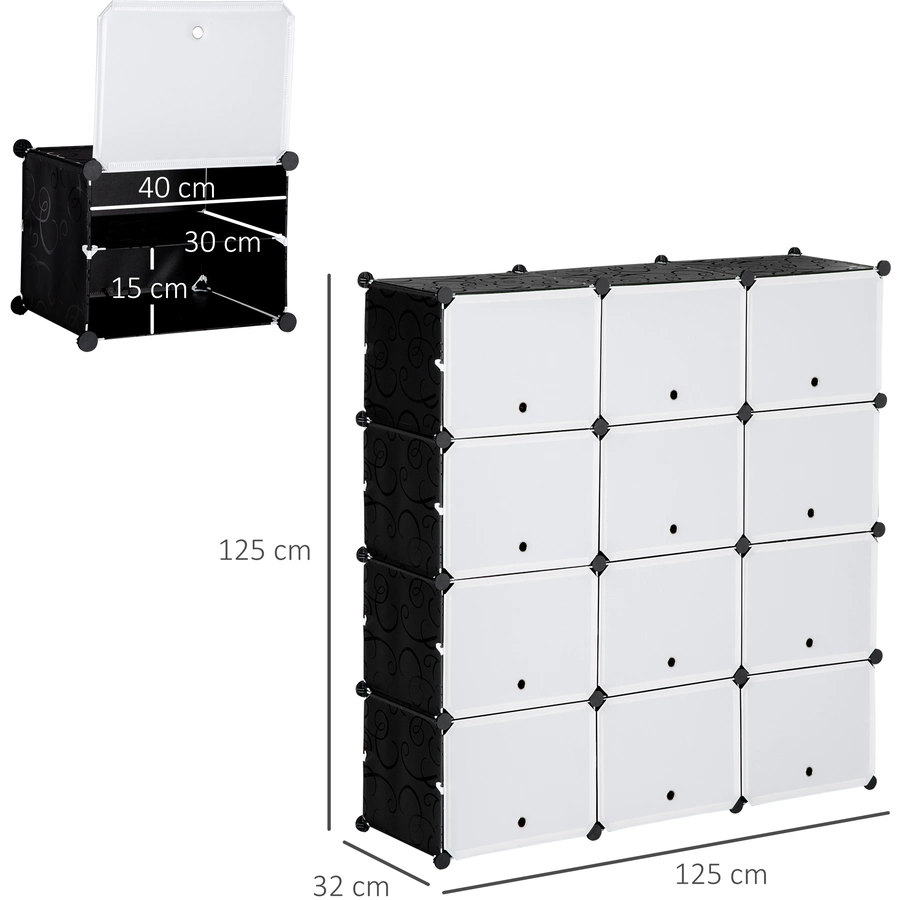 HOMCOM Regalsystem mit Zubehör schwarz, weiß